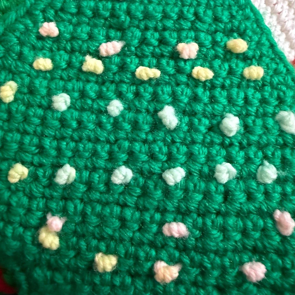 Vintage Crochet‎ Christmas Tree Trivet Pot Holder Set Handmade Holiday Kitchen